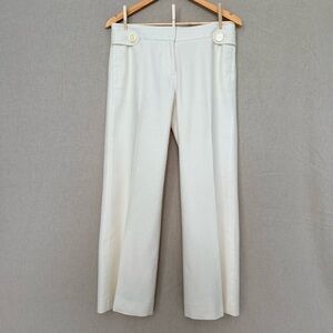 J. Crew Cream Linen Blend Trousers | Button Waist Detail | Favorite Fit